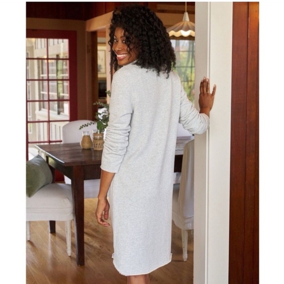 Frank & Eileen Heather Gray Nicole Long Sleeve Fleece Popover Polo Dress Size L - Picture 2 of 7